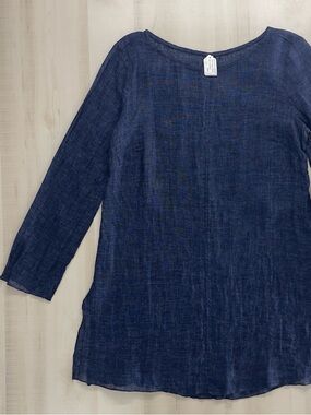 nwot NUTHATCH navy lagenlook arsty linen tunic top blouse blue S